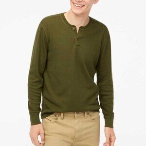 New men's J Crew Factory longsleeve waffle henley t-shirt in Dark Loden